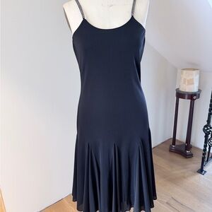 Source Unknown Black Spaghetti Strap Midi Dress with Flared Hem
